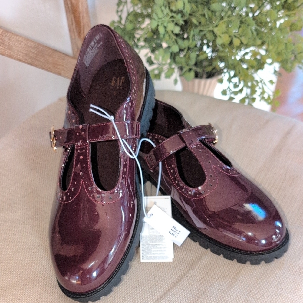 GAP Kids T-Strap Loafers - Burgundy Size 5 - Picture 10 of 13